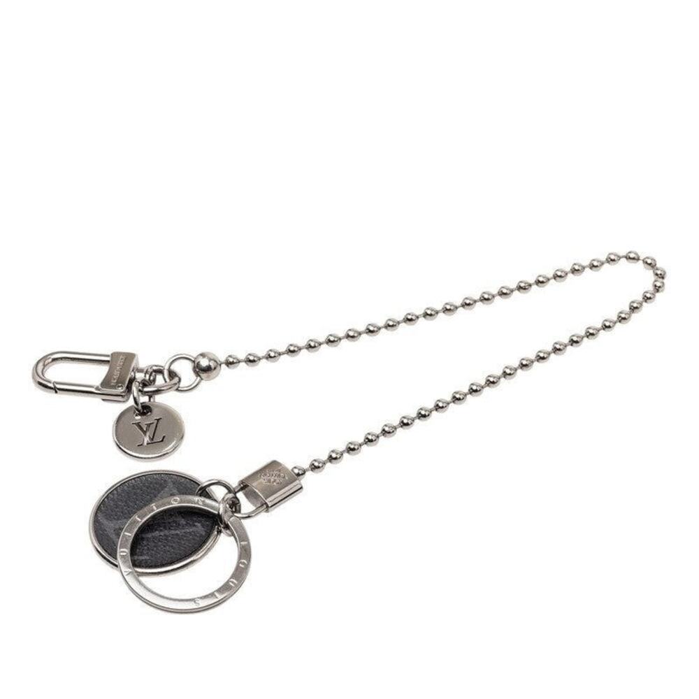 Louis Vuitton Monogram Eclipse Portecle Chaine ID Wallet Chain Silver